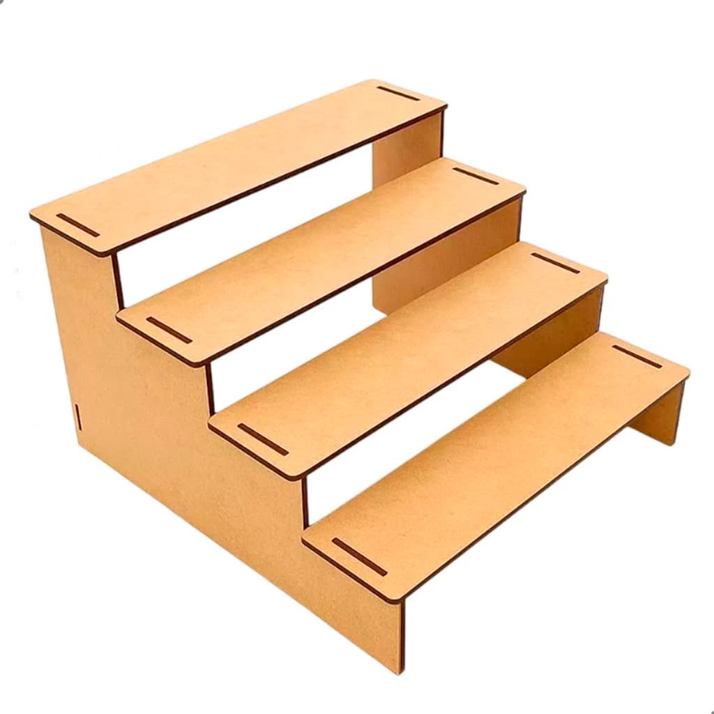 Expositor Escada em MDF 3mm com 4 Degraus para Artesanato Doces Brinquedos ou Festas