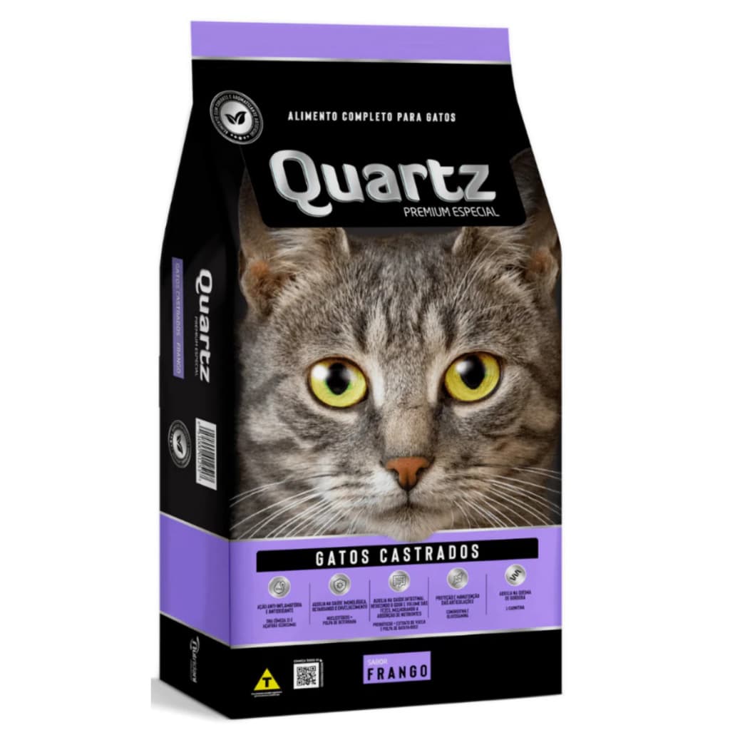 Quartz Ração Para Gatos Adultos Castrados Sabor Frango 1kg