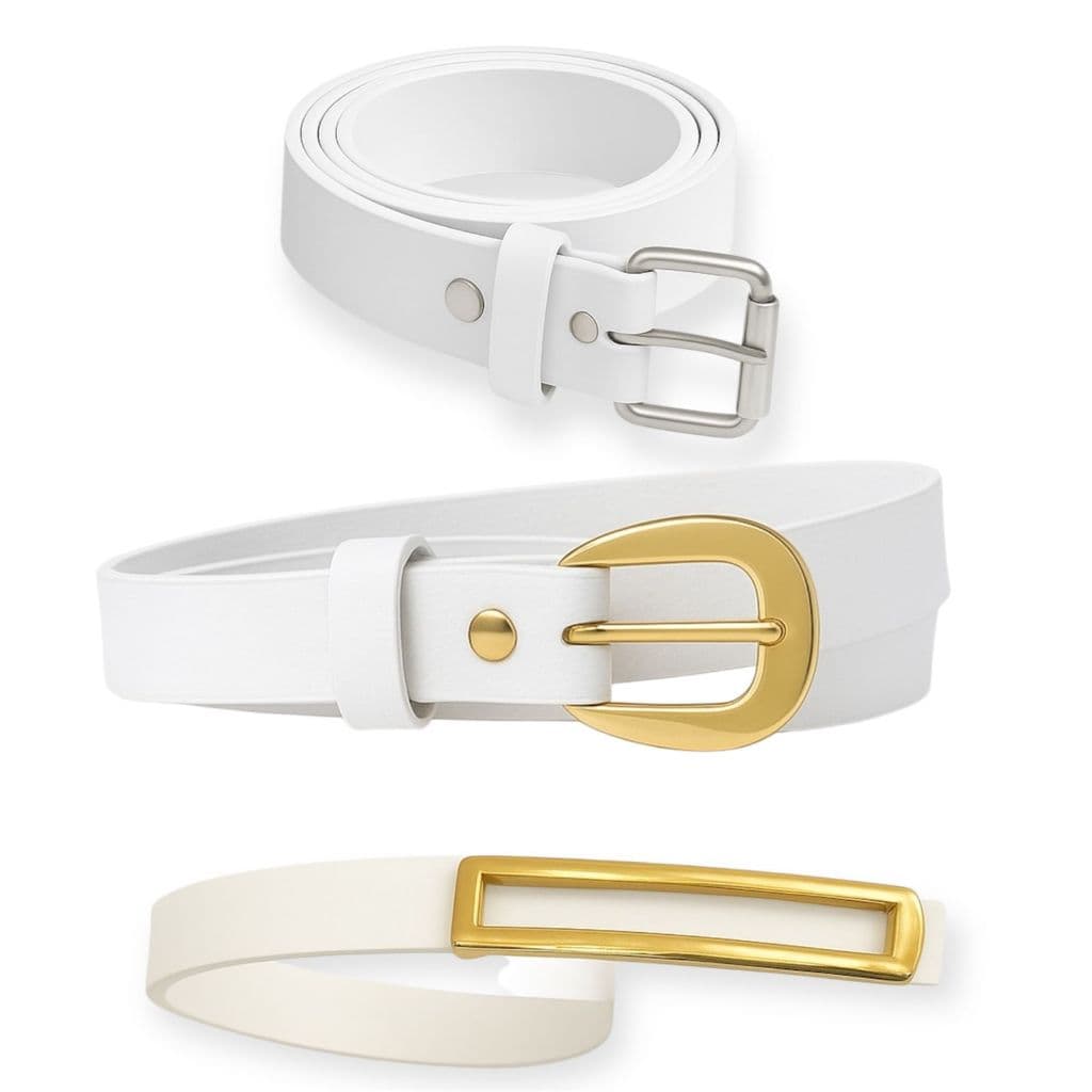 Kit 3 Cintos Brancos Variados Femininos Fivelas Elegantes De Aço Premium