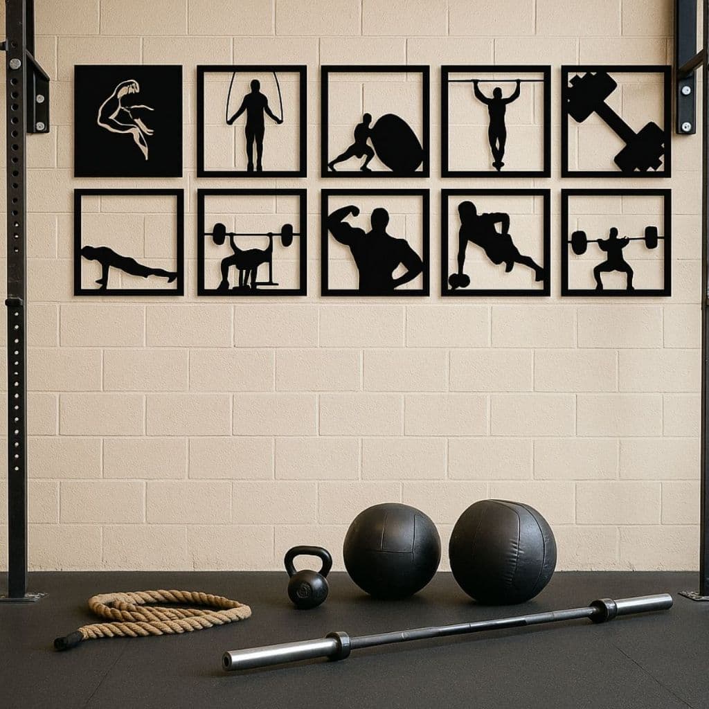 Kit 10 Quadros Decorativo para Academia Decoração Crosfit Musculação Life Style para Deixar seu Ambiente Diferenciado