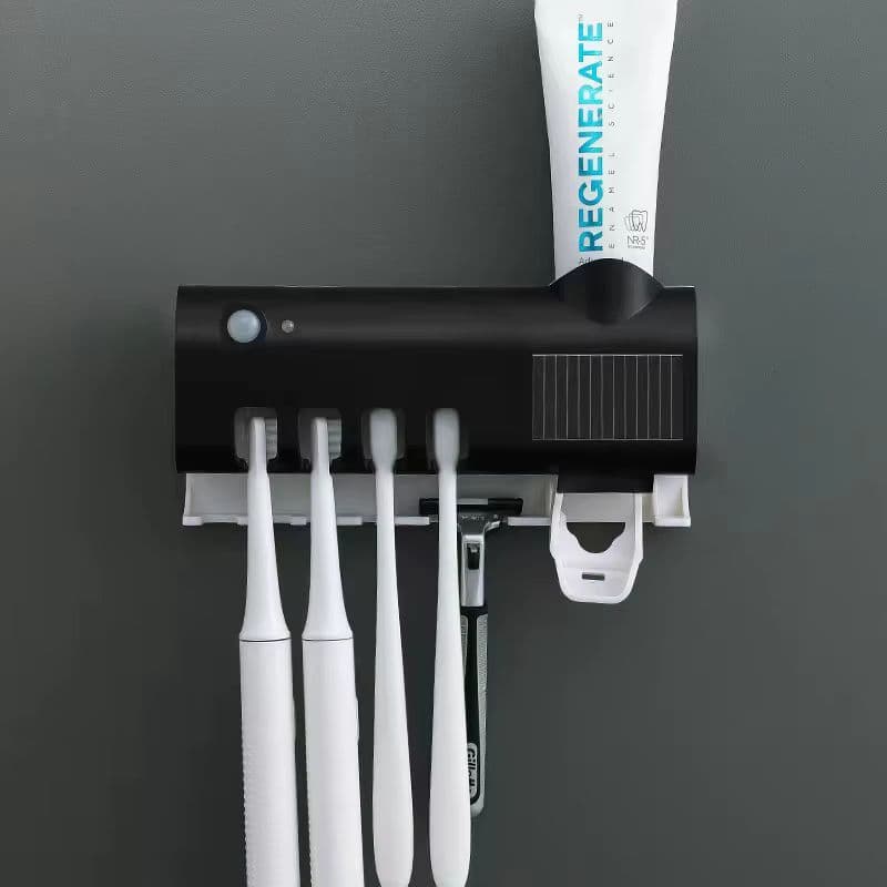 Porta-Escova de Dente Dispensador de Pasta com Energia Solar e Carregador USB para Banheiro.SOPHIA
