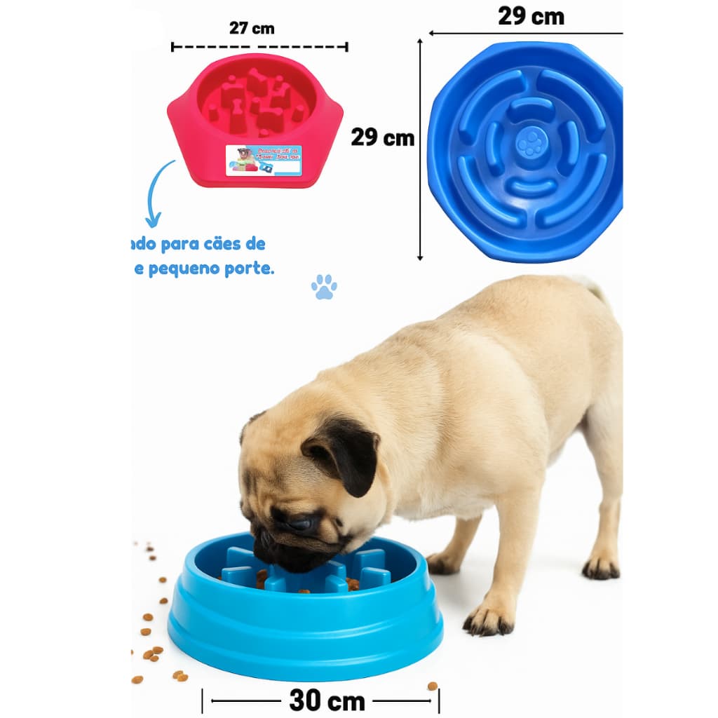 Comedouro Lento Anti Obesidade Com Obstáculos Cachorro Guloso Porte P M G ótimo para saúde  pet