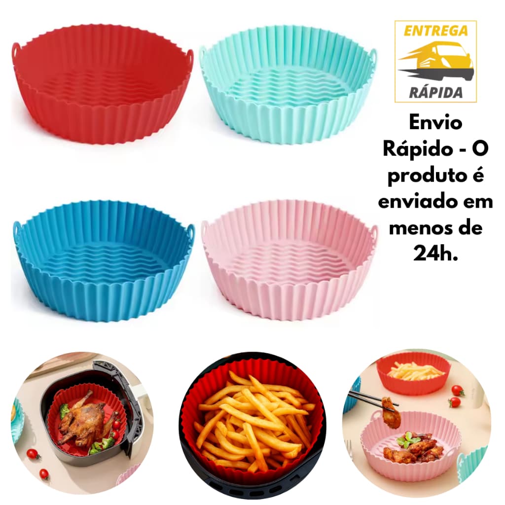 Forma Cesta Silicone Reutilizável Antiaderente Não Amassa Resistente Calor Alta Qualidade Airfryer