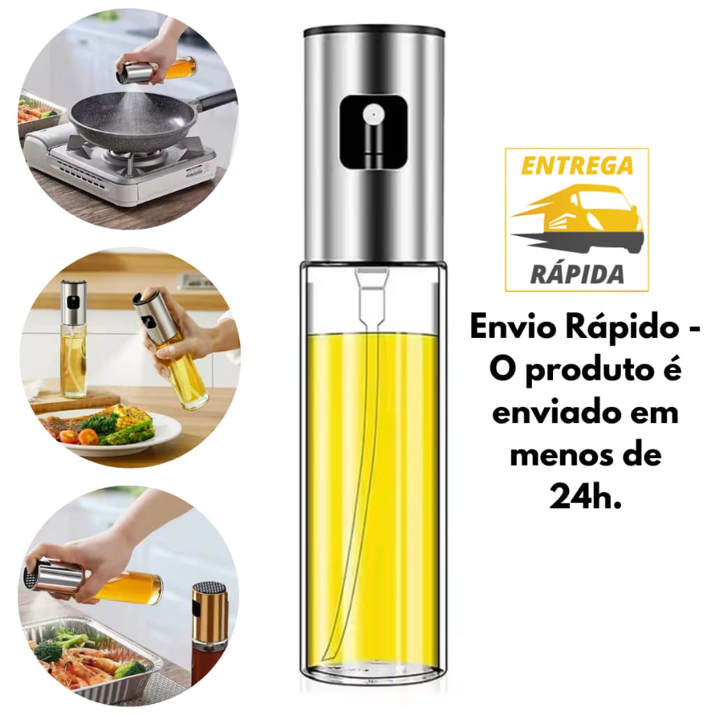 Spray Borrifador Pulverizador Azeite Óleo Vinagre Salada Aço Inox Culinário Alta Qualidade Durável