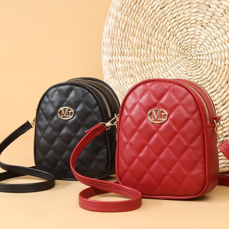 Bolsa transversal dupla bordada da moda, bolsa leve de um ombro para celular feminina, primavera e verão