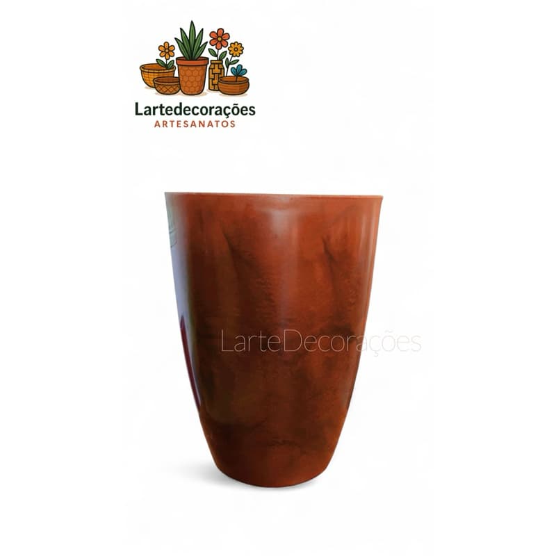 kit 2 Vasos para Plantas Marmorizado Luxo em Polietileno Decorativo Liso Moderno