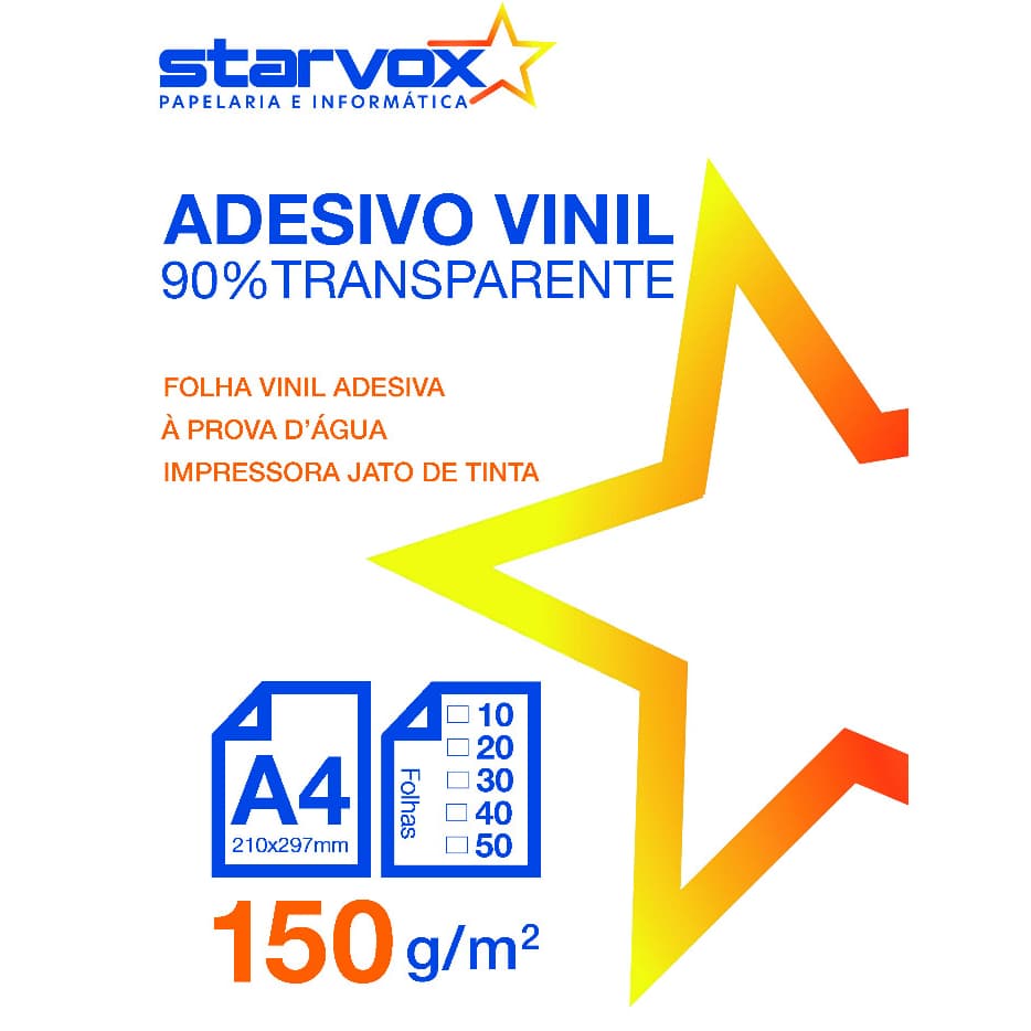 20 Folhas Adesivas Vinil Transparentes P/Jato De Tinta A4  ( 90% Transparente)