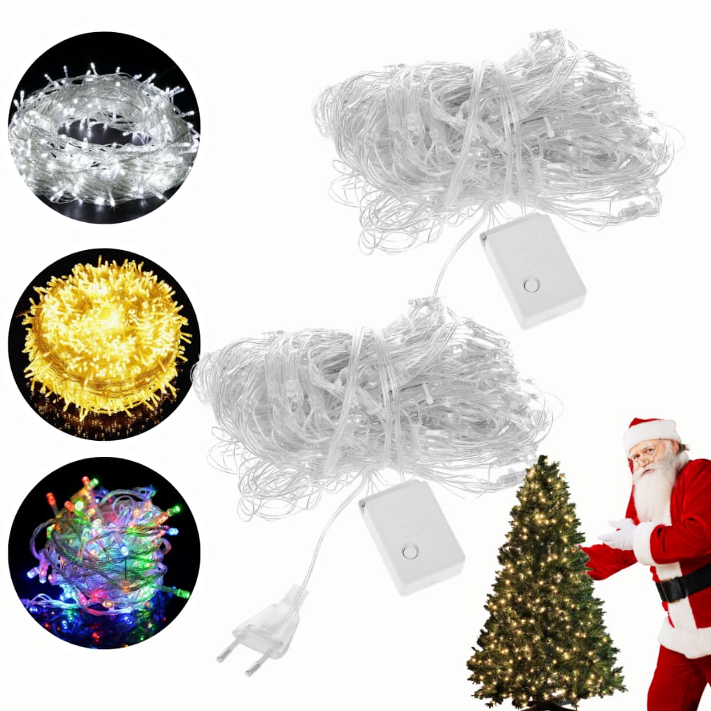 KIT 2 Pisca Pisca Led para Decoração de Natal - 100 Leds Coloridos/Brancos - 10 metros