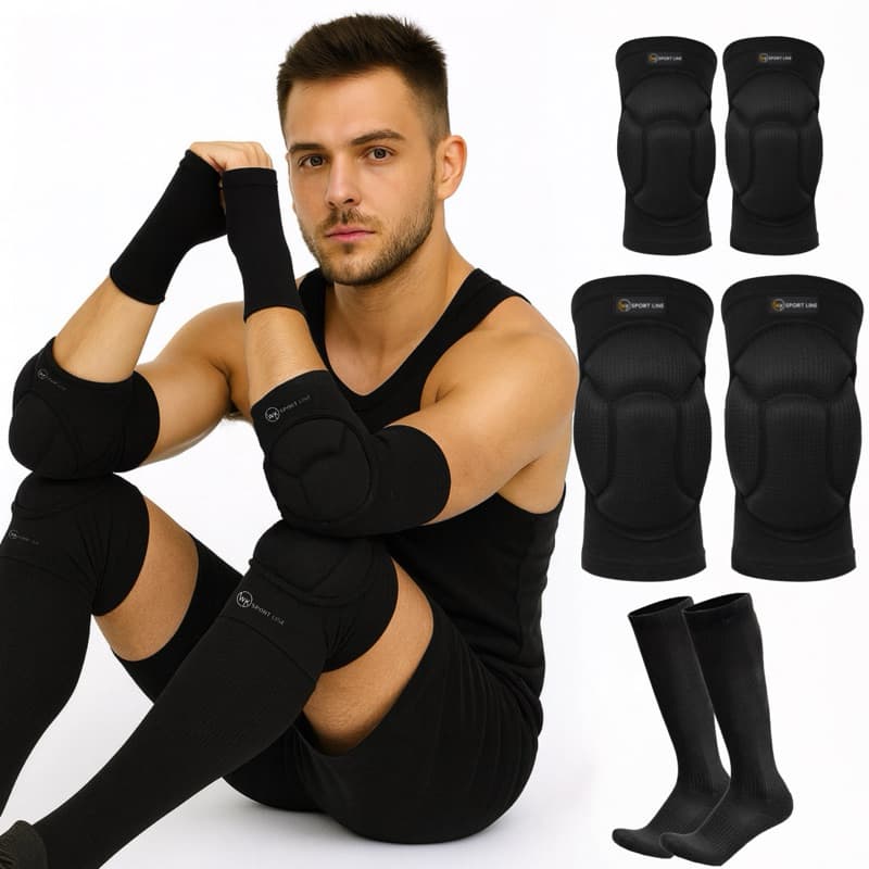 kit Completo Futsal Vôlei Joelheira Master Cotoveleira e meião ou Manguito