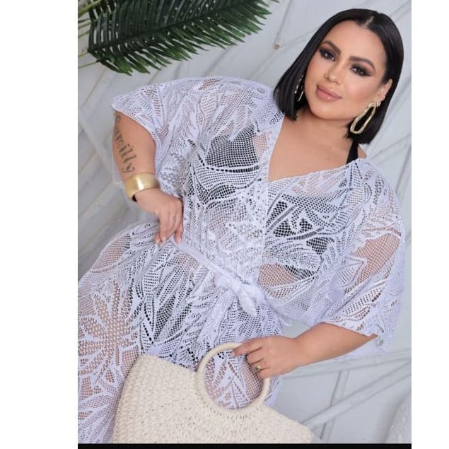 Saída de praia arrastão plus size bata feminina banho