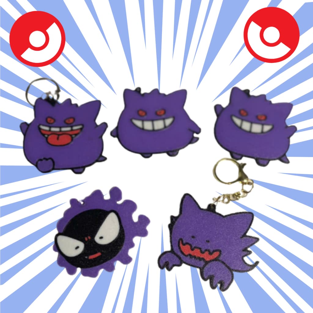 Chaveiro Pokemon Gengar, haunter e gastly
