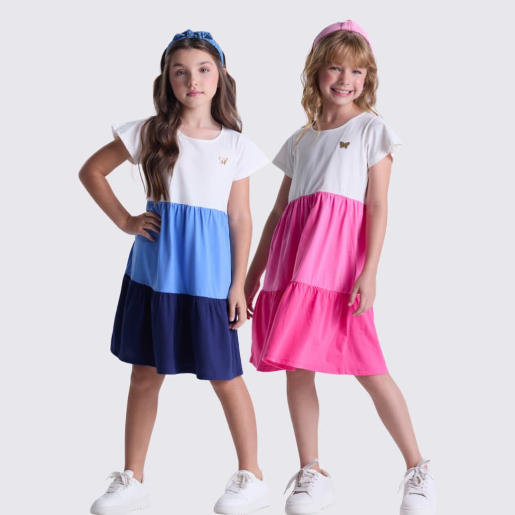 Vestido Infantil Menina Verão com Camadas