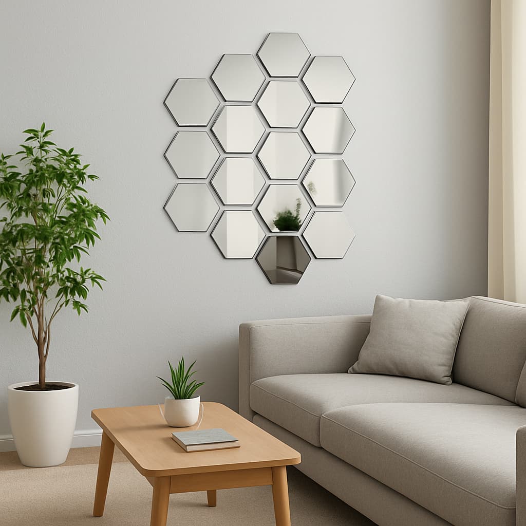 Kit 10 Espelho Para Decoração Para Quarto Sala Hexágonos Acrílico Autocolante Envio Rápido