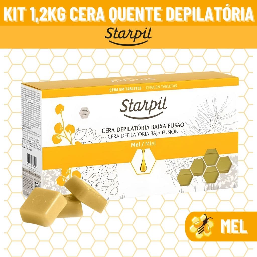 Cera Depilatória Mel em Barra Quente Starpil Profissional 1,2kg