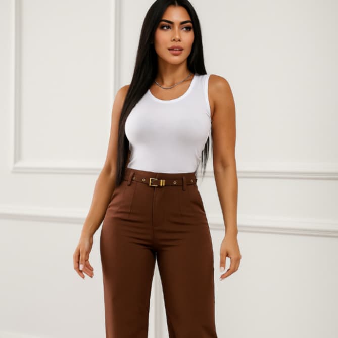 calça Social pantalona alfaiataria feminina tecido premium 2025