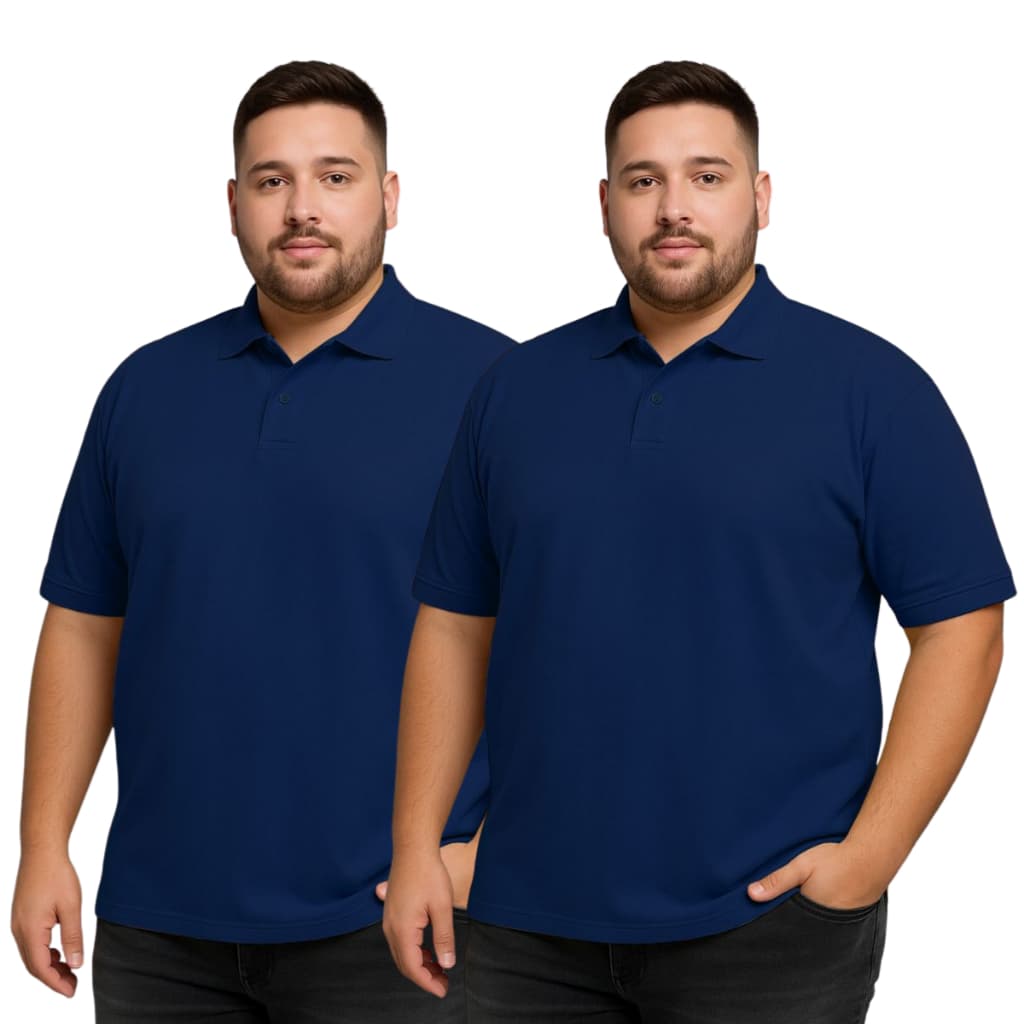 Kit 2 Polo Plus Size Masculina Azul Marinho
