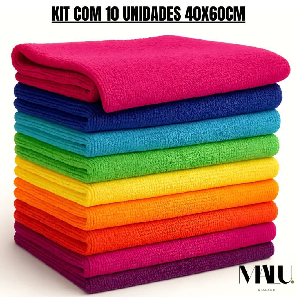 Kit 10 Pano de Chão Microfibra Macio 40x60cm Toalha de Limpeza Grande Residencial