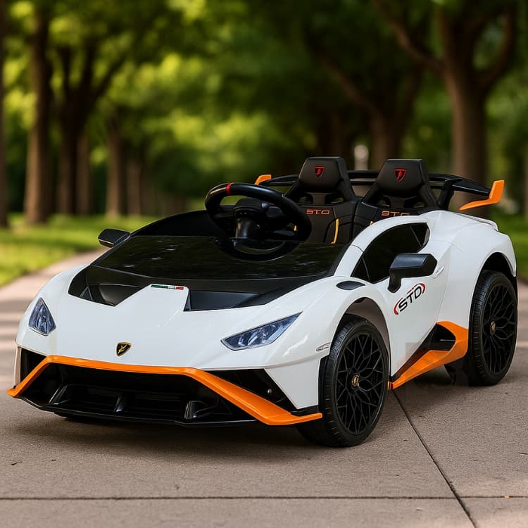 Carro Elétrico Infantil Lamborghini STO para Meninos e Meninas Carro de Corrida com Controle Remoto