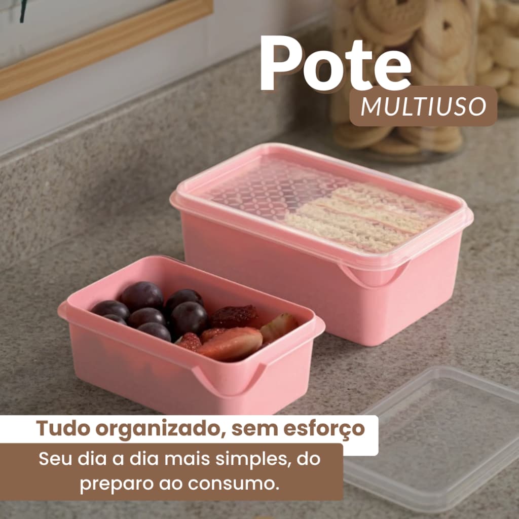 Kit 10 Potes de Plástico 250ML Cozinha Armazenagem de Alimentos