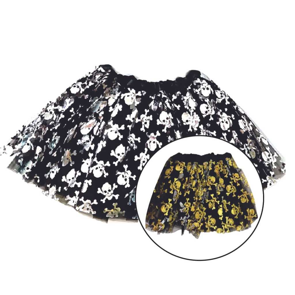 Saia Tutu Infantil Caveira – Fantasia Halloween, Pirata, Gótica