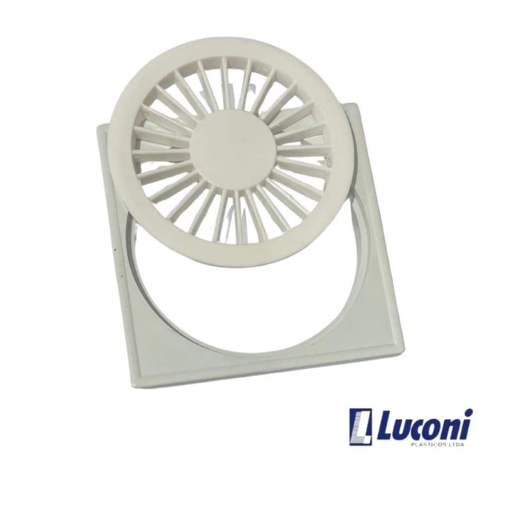 GRELHA REDONDA E PORTA GRELHA QUADRADO BRANCO 100MM - LUCONI