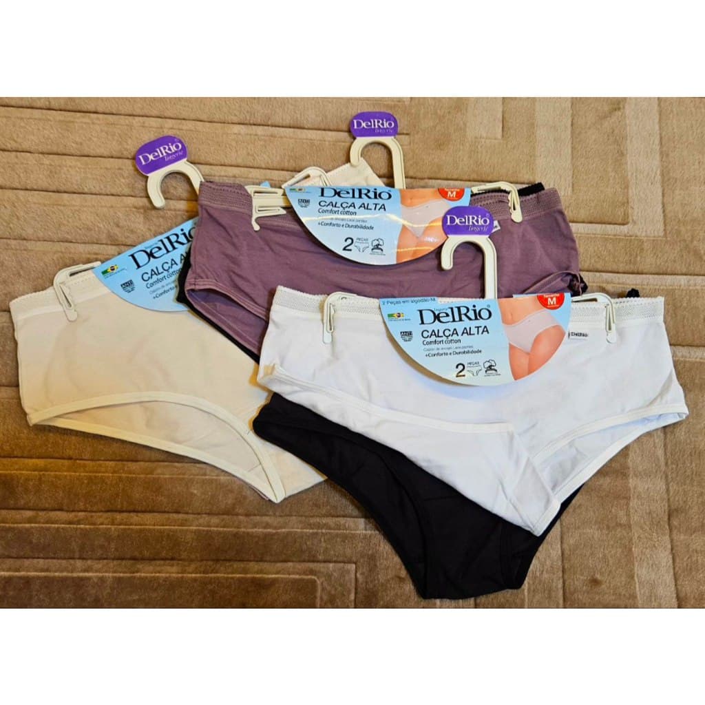 Kit de 2 calcinhas DelRio Calça Alta em Cotton ORIGINAL envio imediato