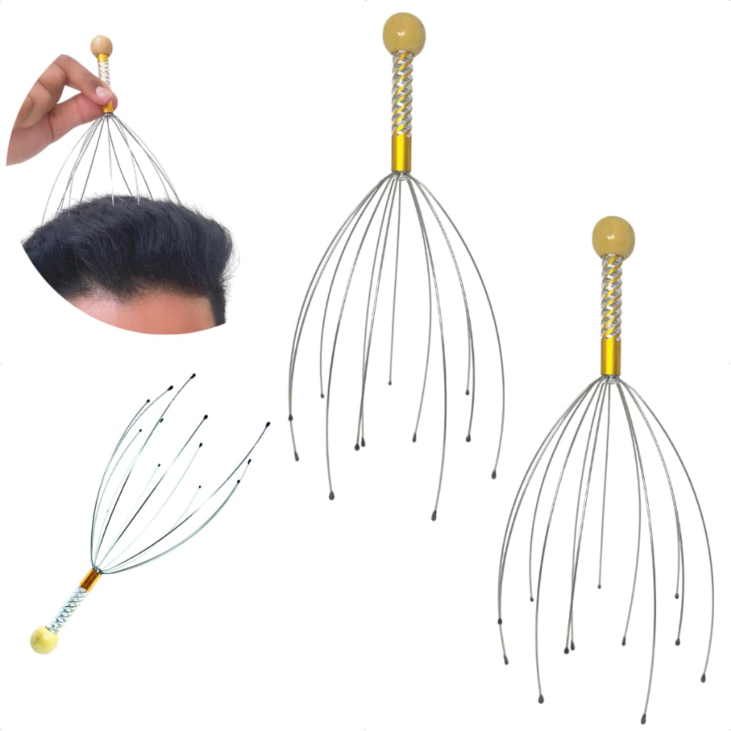 Kit 2 Massageador Capilar Anti Stress Relaxante Fortalece Os Fios