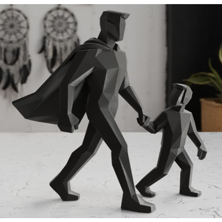 Estátua minimalista para o Dia dos Pais - Pai e filho - Impressão 3d