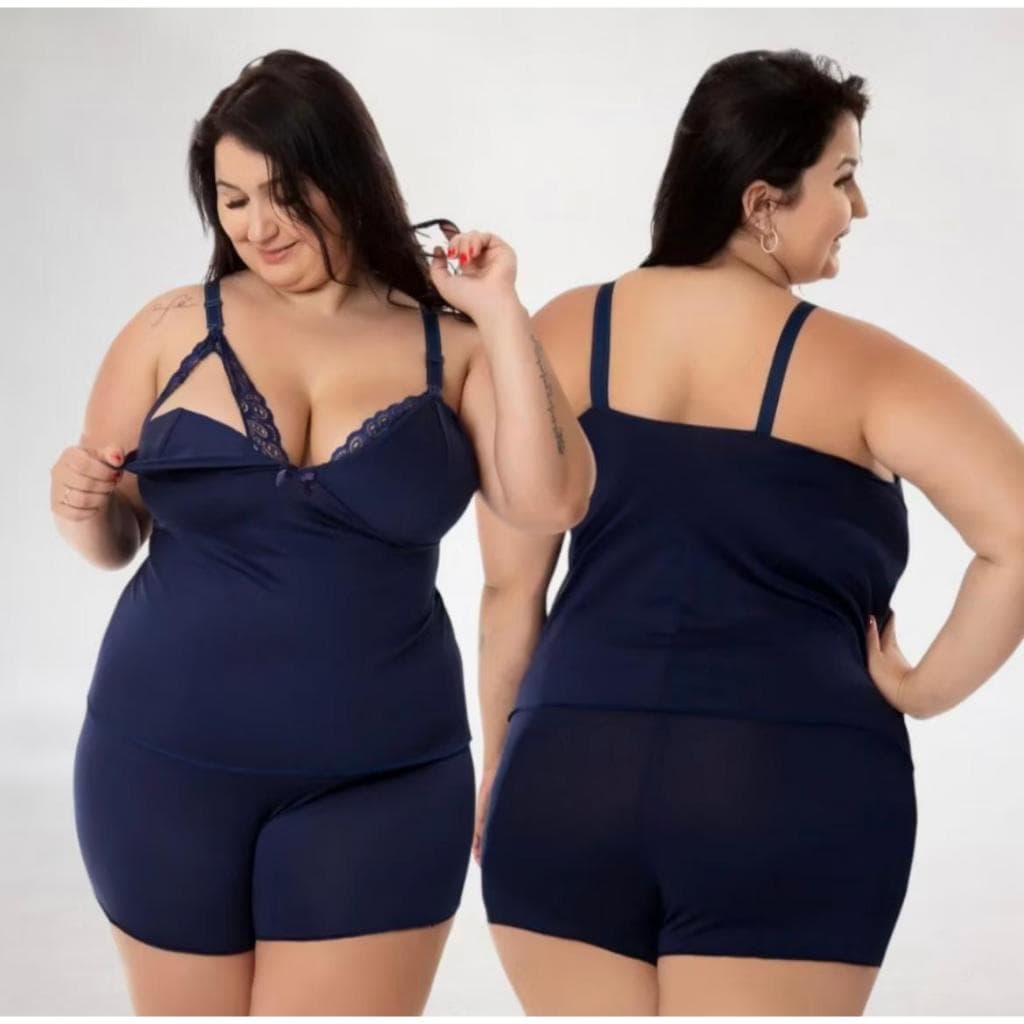 Baby Doll Amamentação Plus Size Pijama Maternidade Gestante