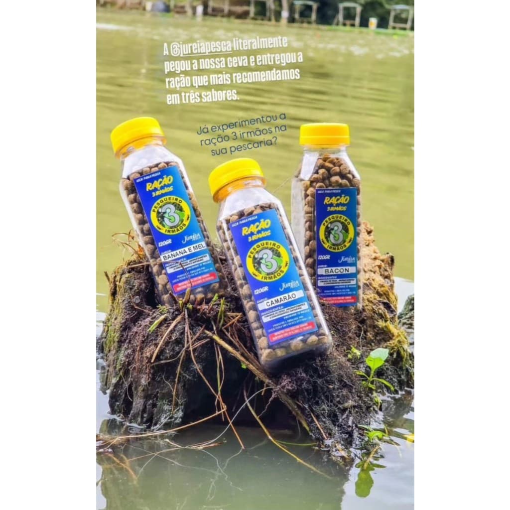 Kit c/3 Rações Aromatizadas Pesqueiro 3 Irmãos 120gr - Juréia Pesca