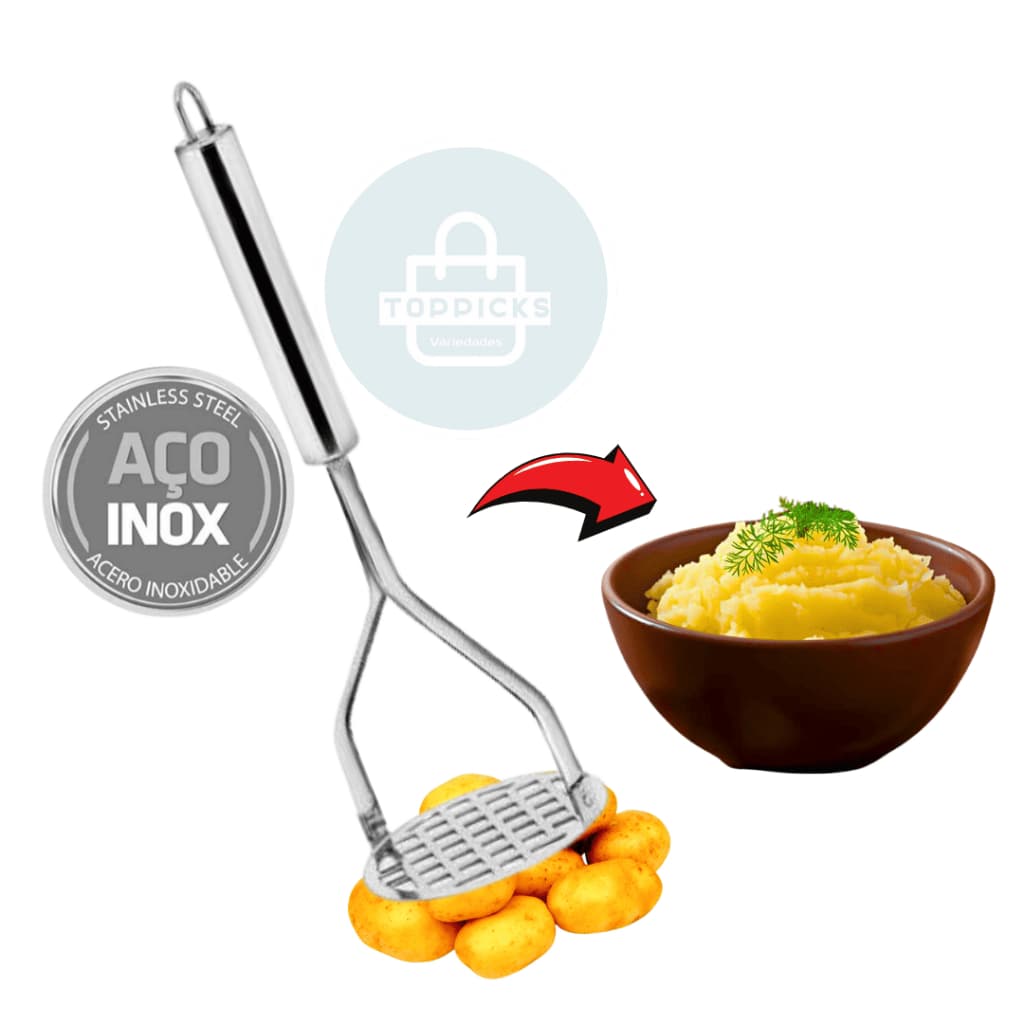 Amassador Espremedor Inox De Batatas Legumes E Frutas Multiuso Manual Ergonômico Amassador Purê
