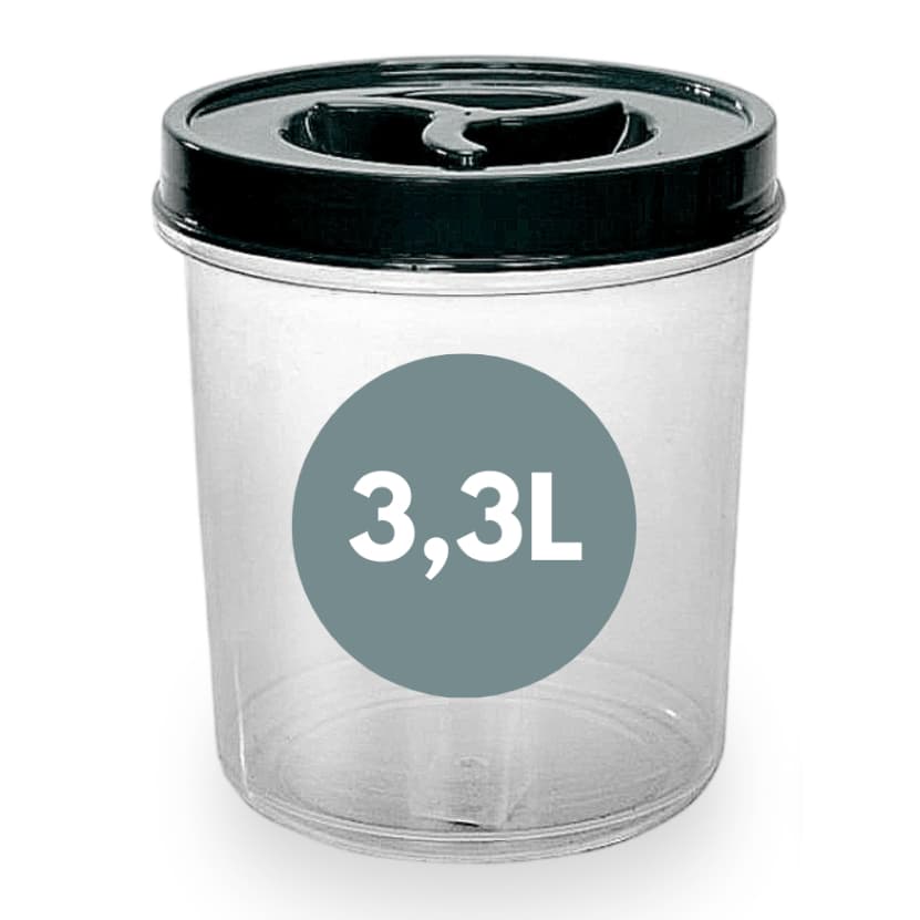 1 Pote Mantimento 3,3 Litros Tampa Rosca Pote Redondo Transparente BPA FREE Arroz Feijão Açúcar