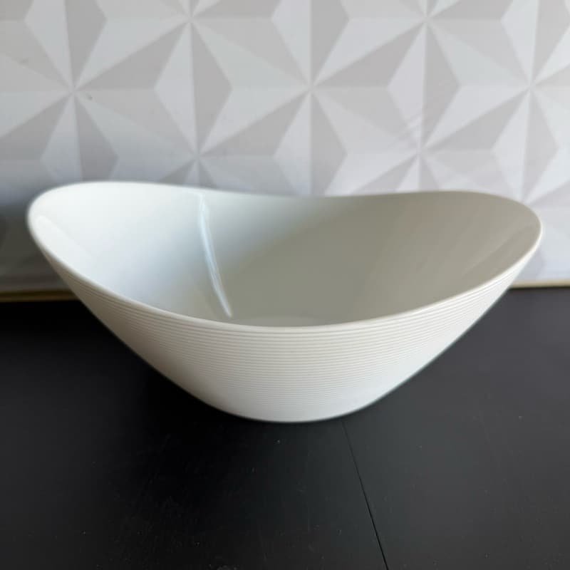 Tigela saladeira de vidro redonda branca para alimentos mesa posta travessa oval de vidro porcelana branco de cozinha