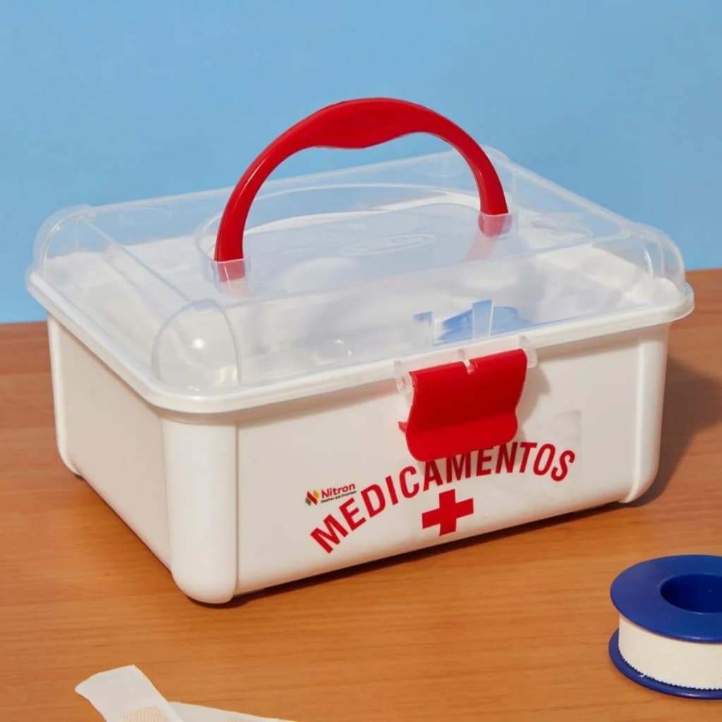 Maleta Caixa De Medicamentos Primeiros Socorros Pequena 1,4L