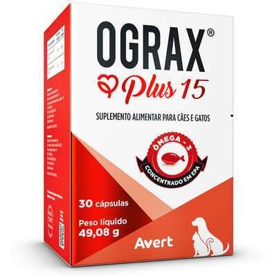 Ograx Plus 15 Suplemento Articular e Cardíaco Pet 30 Cápsulas Cães Gatos