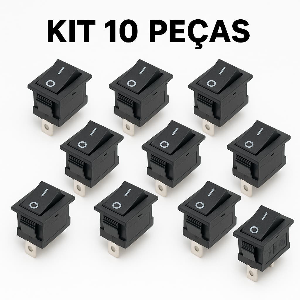 Kit 10 Chaves Gangorra Kcd1-101 Preto Interruptor