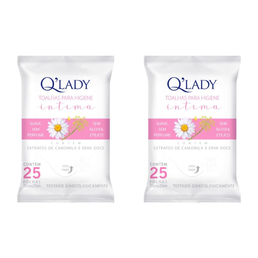 Kit 2 Toalhas Intimas Q'Lady 25 Folhas (2undX25fls)  - 50Fls Total