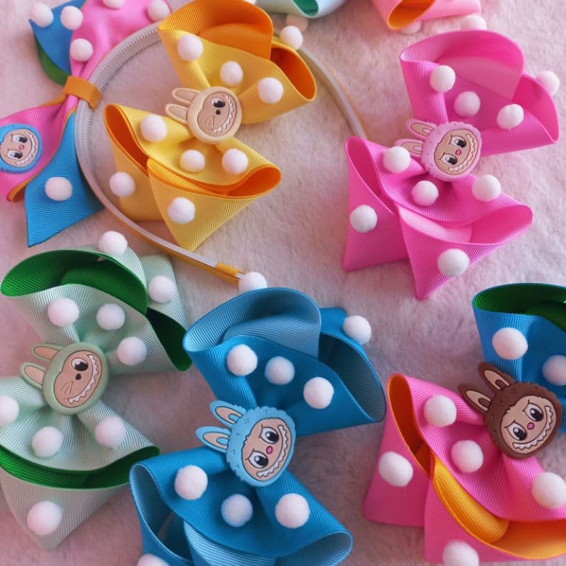 laços infantil personalizado colorido la.bu.bu ( amarelo , tiffany,  rosa , colorido candy verde , amarelo)