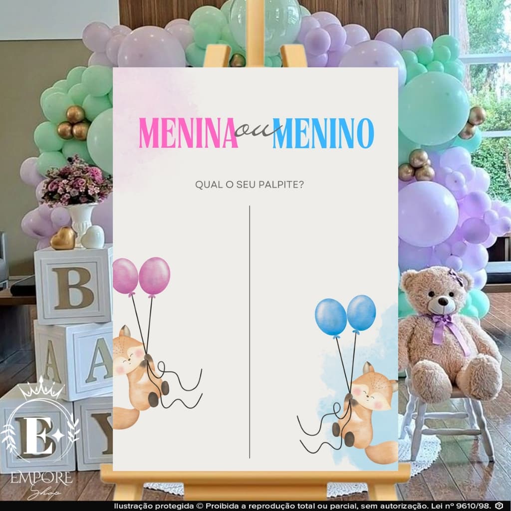 Quadro Placa Decorativa Chá Revelação Menino Ou Menina Festa Recepção