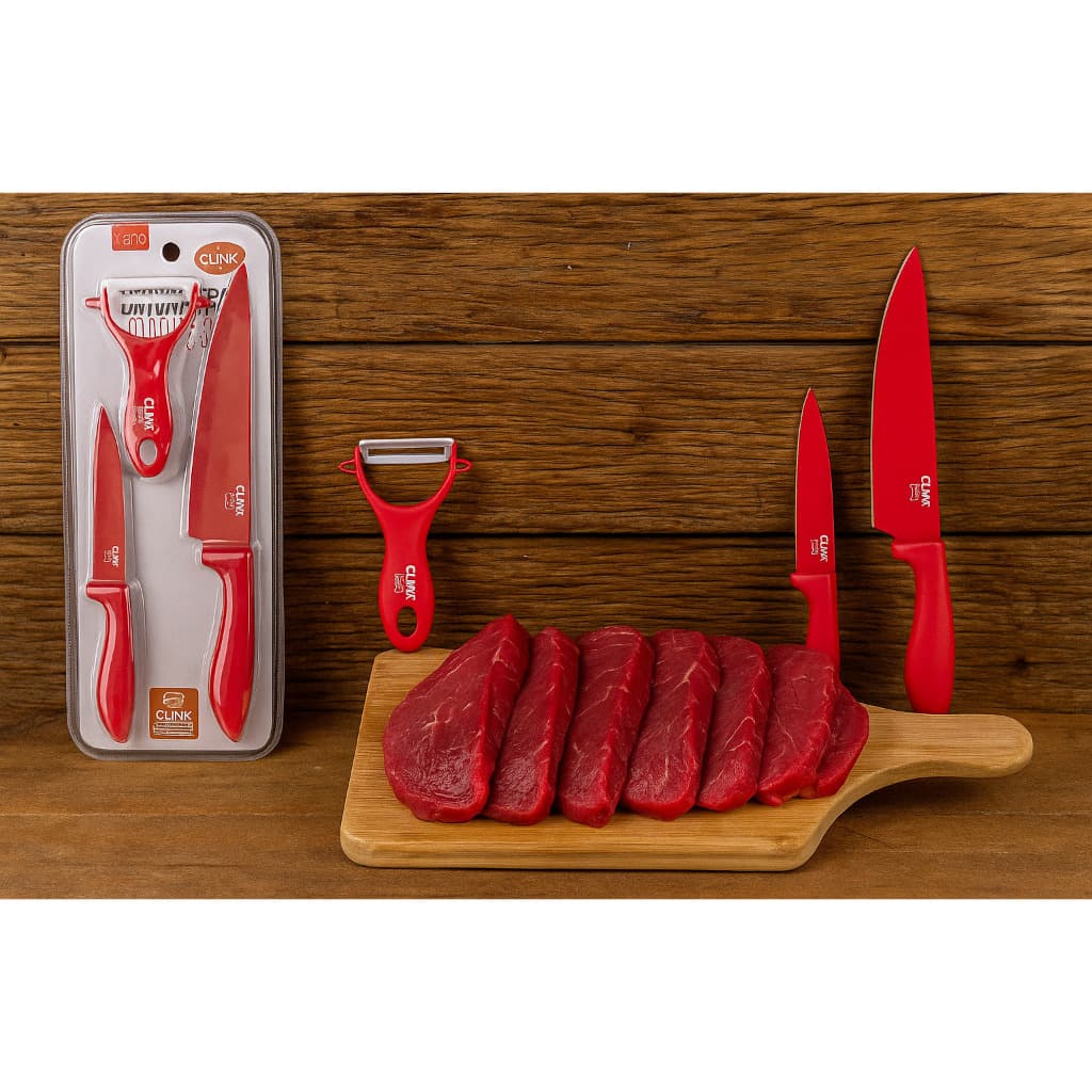 Conjunto de Cozinha 3 Peças - 2 Facas e Descascador