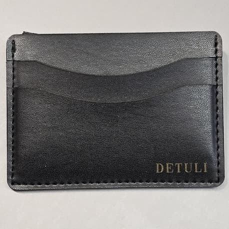 Carteira Porta Cartão Detuli Preto Slim Couro CNH