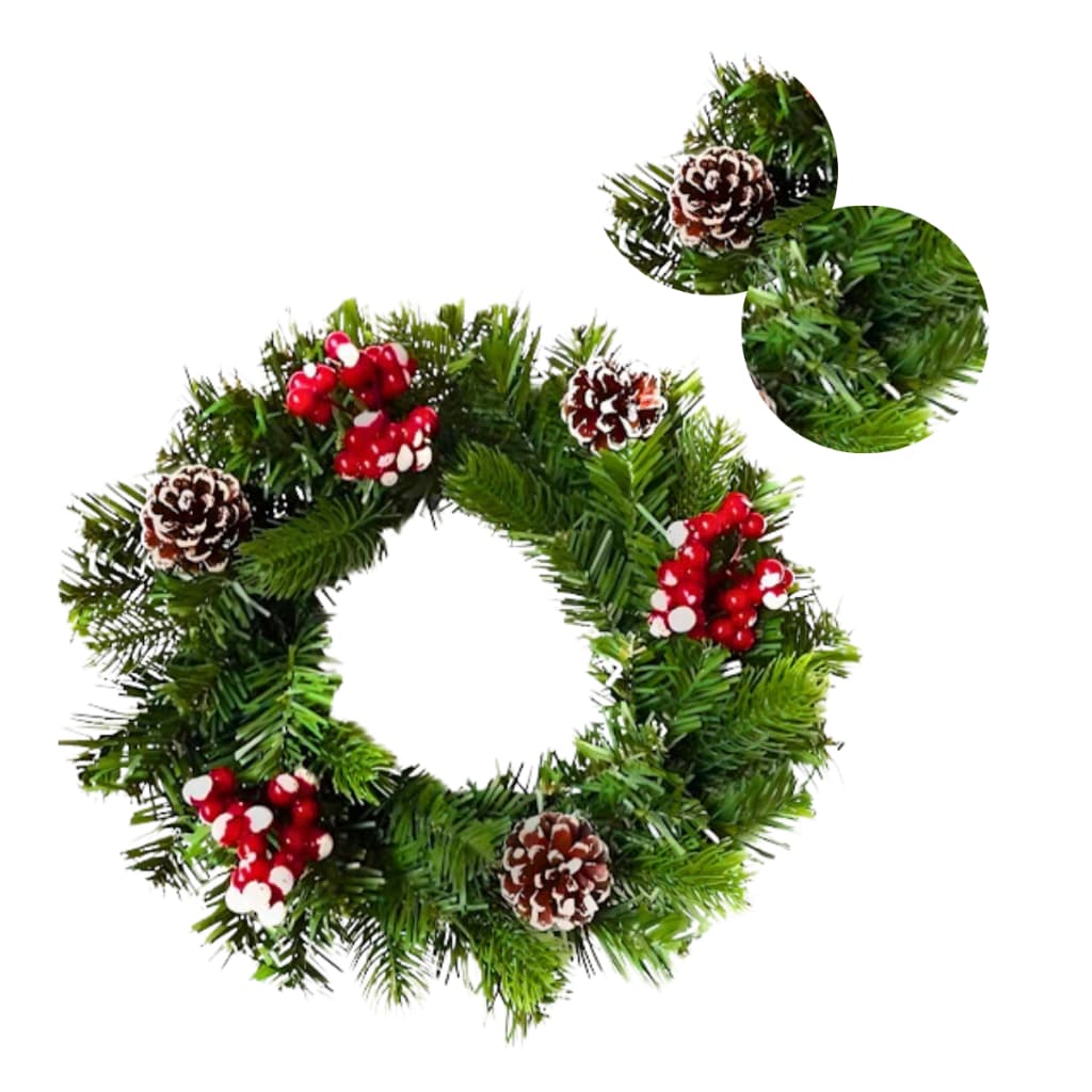 Guirlanda de Natal 30cm Verde com Pinheiro – Enfeite Porta e Parede