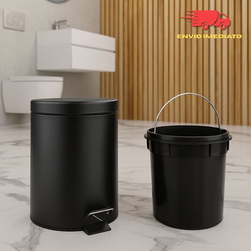 Lixeira Aço 3 ou 5 Litros Preto Matte Cesto Removível Pedal Banheiro Escritório Cozinha