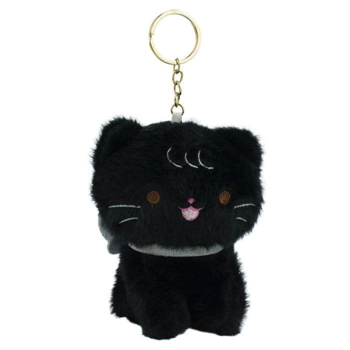 Chaveiro Pelúcia Gato Preto Laço Fofo 13cm Presente Encantador - YWBL-024-FM