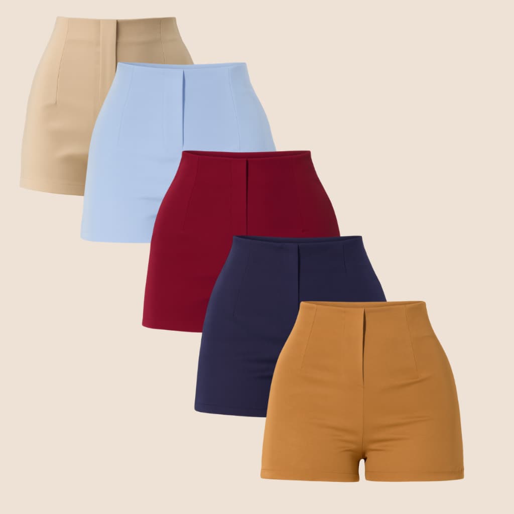 Kit 3 Shorts Feminino Diferentes de Alfaitaria Fecho Invisível Verão Curto Casual Cintura Alta