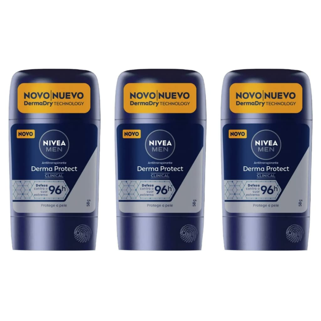 Kit c/ 3 Desodorante Nivea Clinical Masculino Derma Protect 54g