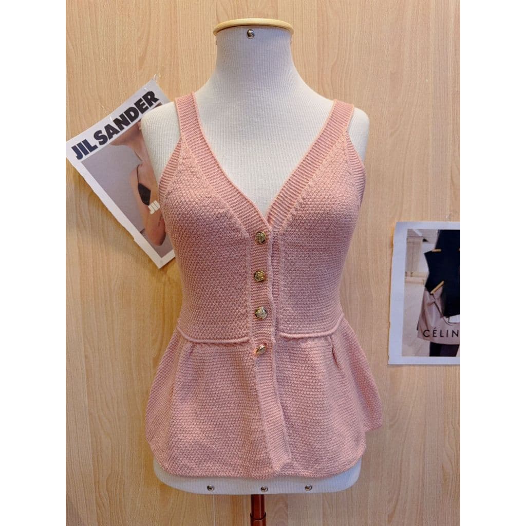 Blusinha Regata de Botao Simples Moda Elegante Casual