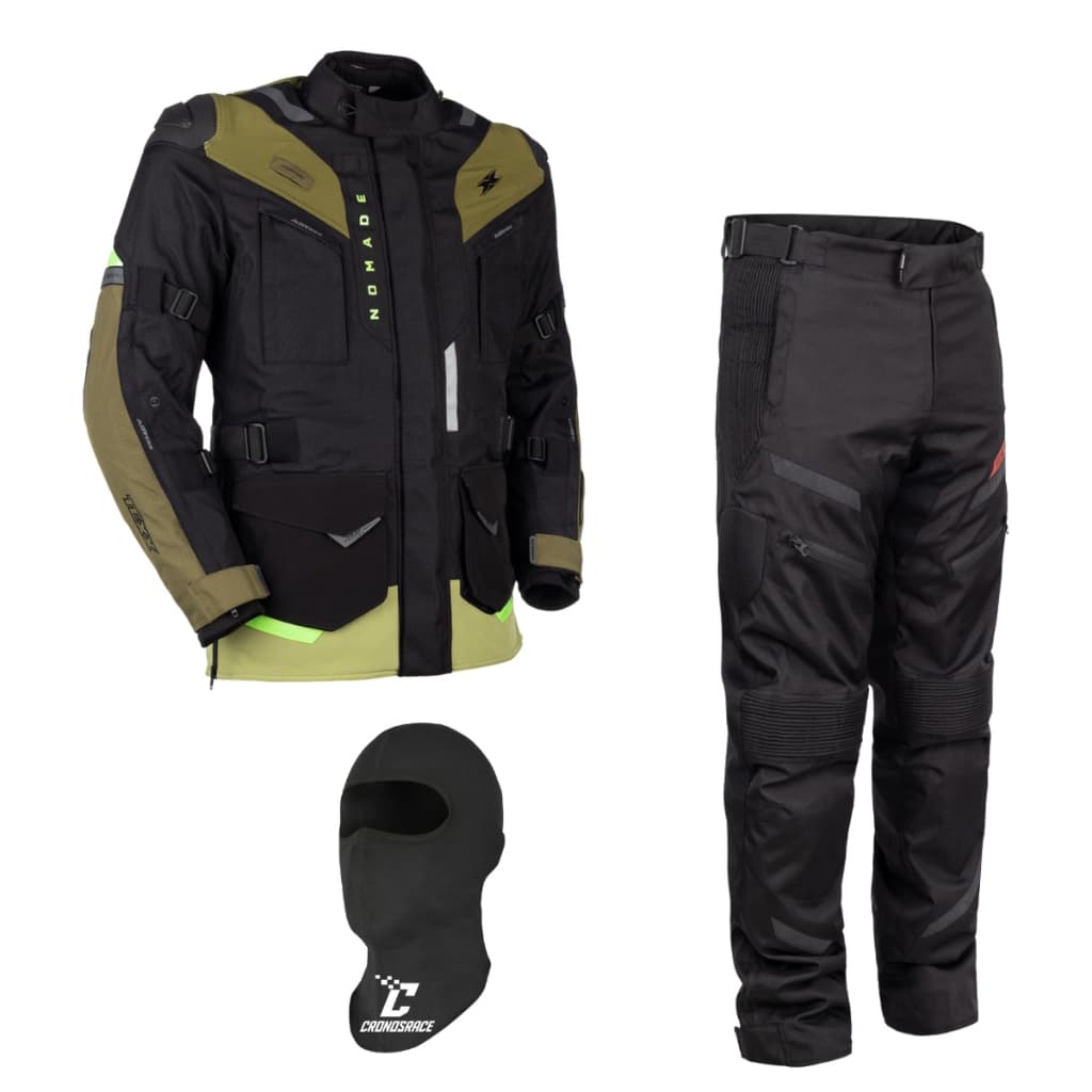 Conjunto Motociclista Texx  Jaqueta Nômade Verde e Calça Strike V3