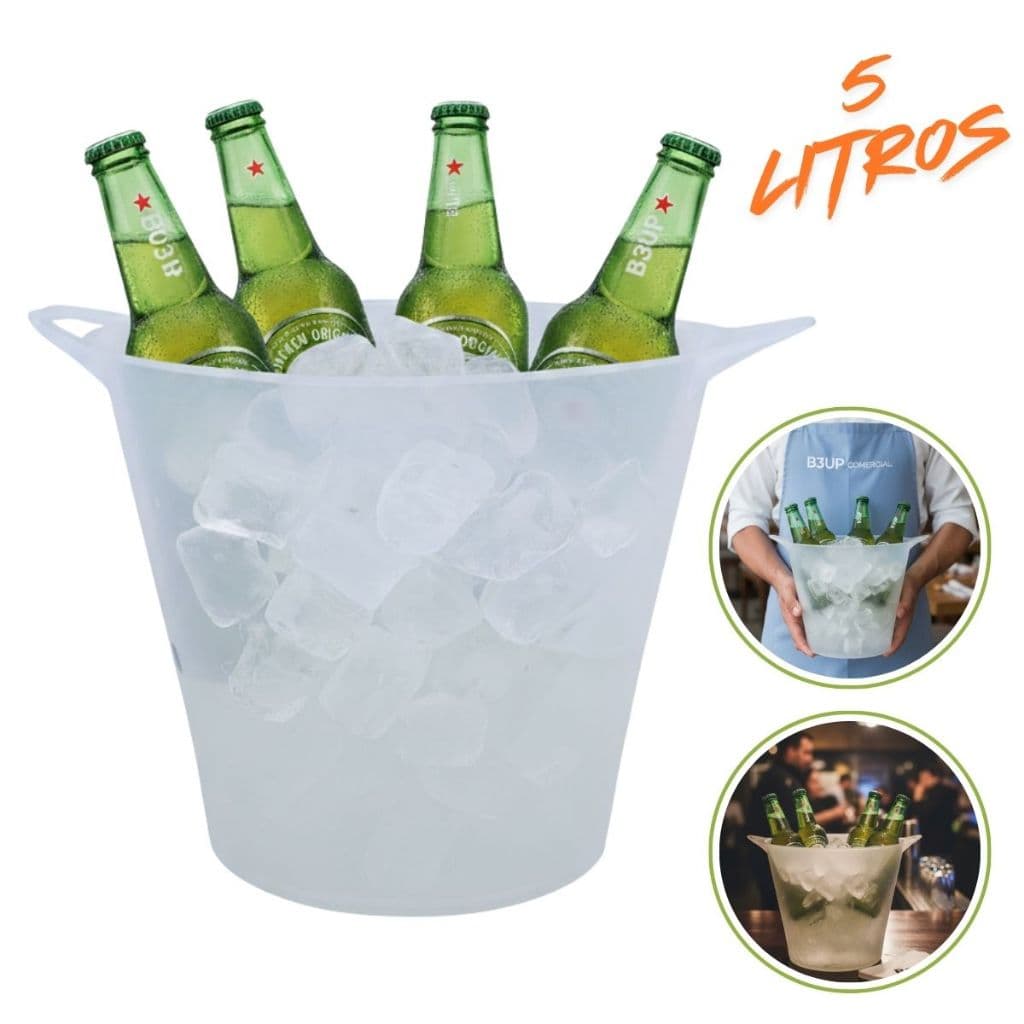 Kit  5 Balde De Gelo Forte Para Bebidas Bar E Festa 5 Litros Premium