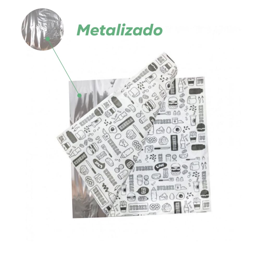 Papel Acoplado Metalizado Kambé – 200 folhas | 40x40cm ou 30x38cm | Para Contato com Alimentos